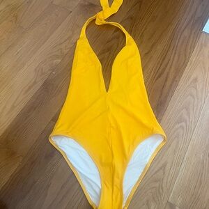 Yellow Plunge One-Piece Swimsuit